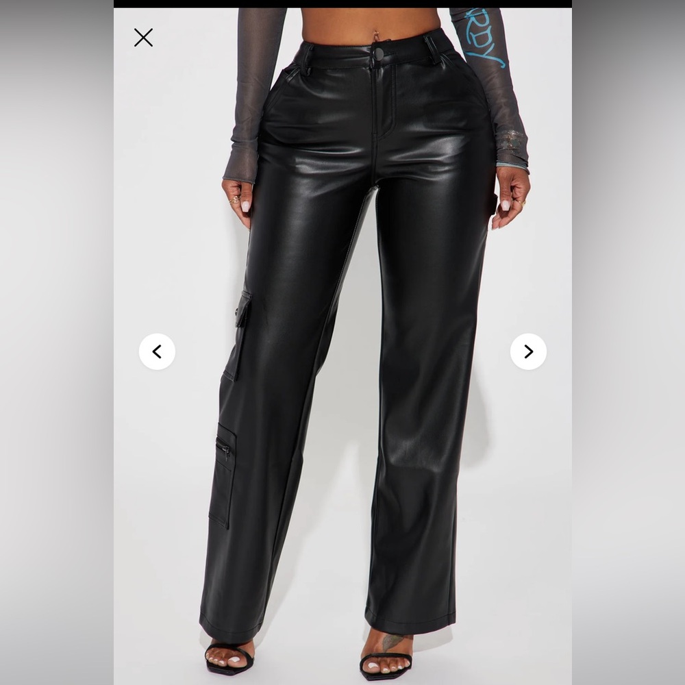 Petite Shannah Faux Leather Cargo Pant